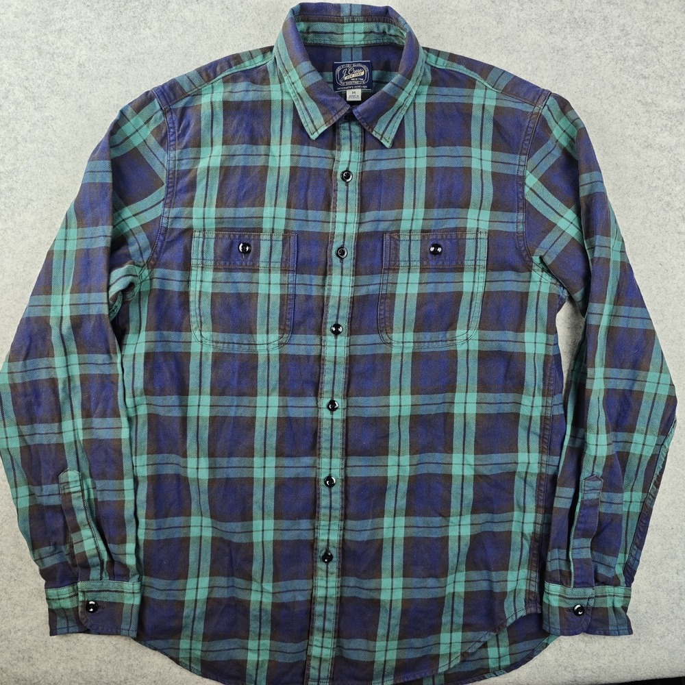 J Crew New York Shirt Mens Medium Blue Plaid Long Sleeve Button Up
